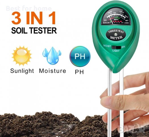 Устройство на контрол на почвата, осветеността и влагата в градината iPower 3-in-1 Soil Test, снимка 4 - Градинска техника - 37819850