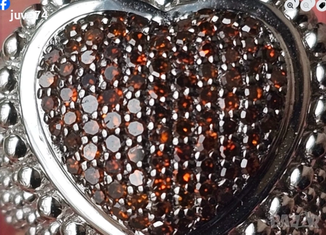 СРЕБЪРЕН ПРЪСТЕН С ЕСТЕСТВЕНИ ЧЕРВЕНИ ДИАМАНТИ  СЕРТИФИКАТ, снимка 2 - Пръстени - 54038967