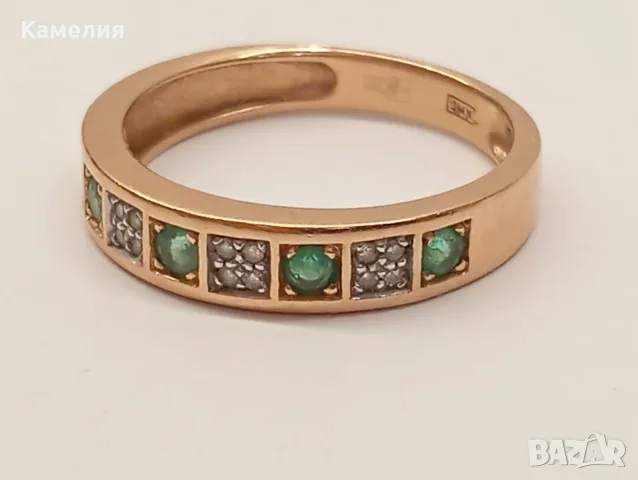 Руско злато. Пръстен с брилианти , снимка 8 - Пръстени - 55852118
