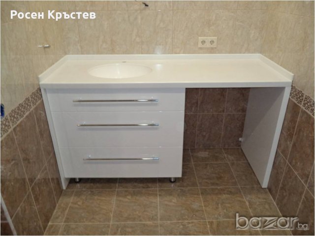 Мебели за баня по поръчка-водоустойчиви шкафове и плотове от МДФ иПВЦ в ...