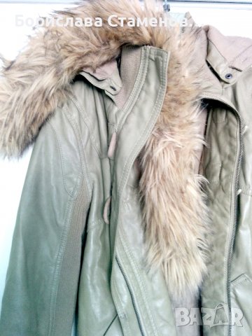 Зелено кожено яке ONLY, снимка 2 - Якета - 38941383