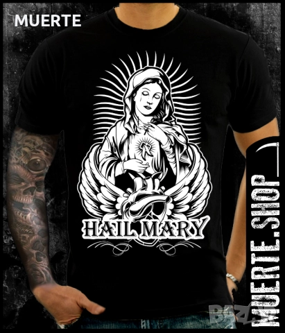 Черна тениска с щампа HAIL MARY