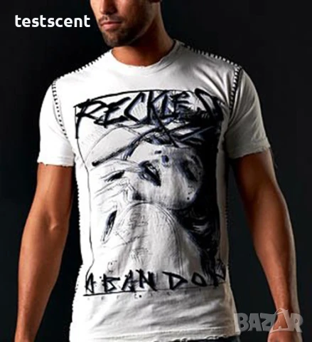 Автентична мъжка тениска Affliction Reckless Abandon White, снимка 3 - Тениски - 29709989