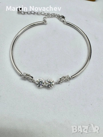 Сребърна гривна с мойсанит (Диамант) 1 карат, снимка 8 - Гривни - 53039861