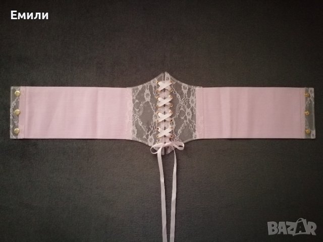 Розов корсет колан с дантела и сатенени връзки, снимка 11 - Корсети, бюстиета, топове - 38964506