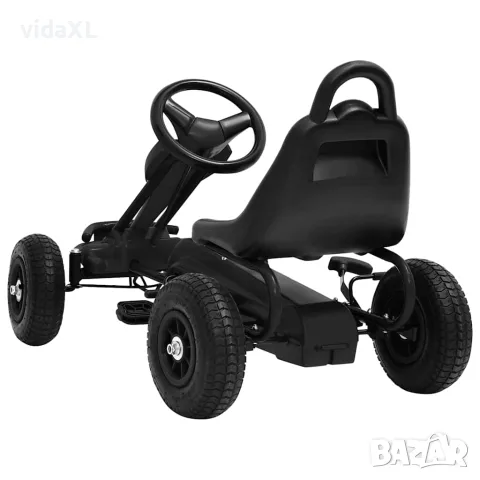 vidaXL Детски картинг с педали и гуми, черен, снимка 3 - Детски велосипеди, триколки и коли - 56147735