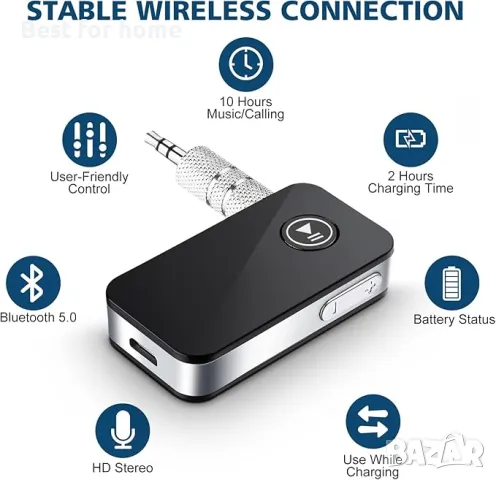 Bluetooth ресивер , аудио адаптер, разговори без ръце ELECTRIC GIANT, снимка 2 - Ресийвъри, усилватели, смесителни пултове - 50271254