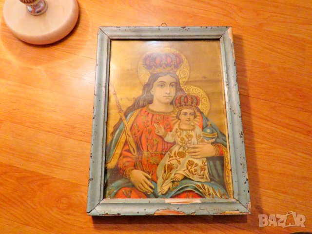 Старинна икона Света Богородица с Младенеца, Богородица Дева Мария 19 век - за здраве и благополучие, снимка 2 - Икони - 39120554