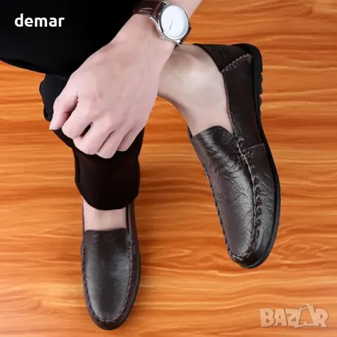 Мъжки обувки без връзки: Дишащи мокасини, плоски обувки за ежедневието и бизнес, 40, кафяви, снимка 4 - Ежедневни обувки - 49789964