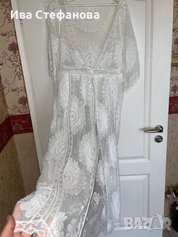 Разкошна  плажна памук наметка кафтан плажна туника дантела парео плажен кафтан дълга риза за море 