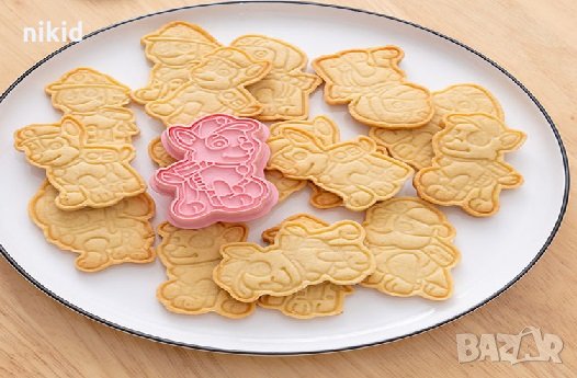 6 бр Пес патрул Paw patrol кучета куче пластмасови разглобяеми резци форми фондан тесто резец форма, снимка 4 - Форми - 30521455