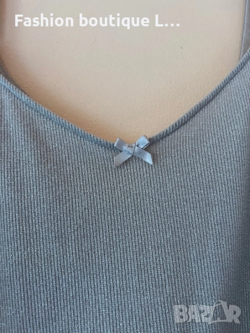 Потник с блестящи сребърни камъчета и регулиращи се презрамки M размер ❤️, снимка 3 - Потници - 51796611