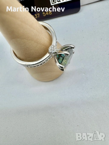 Сребърен пръстен с мойсанит (Диамант) 3 карата, снимка 5 - Пръстени - 53991226