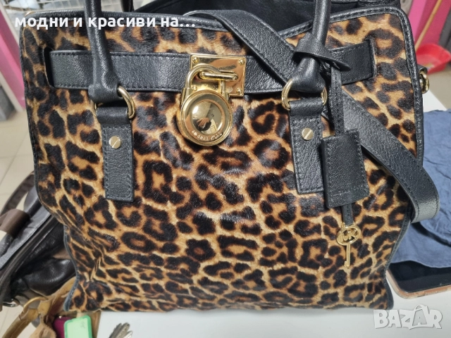 Чанта Michael Kors Rare Hamilton Traveler Leopard Calf Hair Satchel