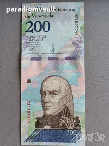 Банкнота - Венецуела - 200 боливара UNC | 2018г., снимка 2 - Нумизматика и бонистика - 52771370