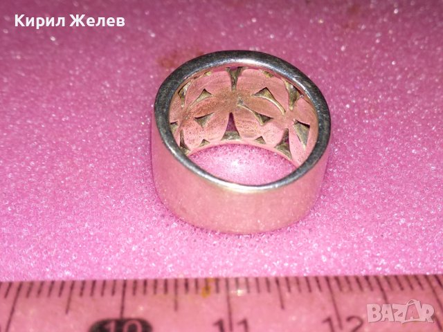 ФЛОРАЛЕН ЕМАЙЛИРАН СРЕБЪРЕН ПРЪСТЕН СРЕБРО 925 АНГЛИЙСКИ СТАРА РЪЧНА ИЗРАБОТКА 41844, снимка 7 - Пръстени - 44405920