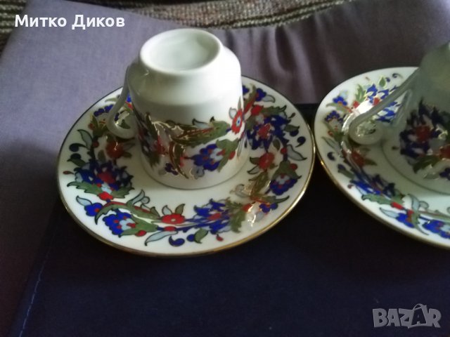 Kutahya марков порцелан маркиран комплект за кафе-две чаши и две чинийки ръчна изработка нов в кутия, снимка 6 - Сервизи - 39031800
