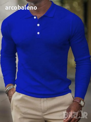 Мъжка едноцветна блуза с дълъг ръкав. Големи размери, 5цвята - 023, снимка 3 - Блузи - 39798822