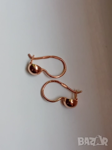 Ретро руски златни обеци с топче, снимка 3 - Обеци - 52646536