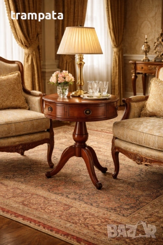 НАЙ ДОБРАТА ОФЕРТА Стара помощна дървена масичка с 3 чекмеджета