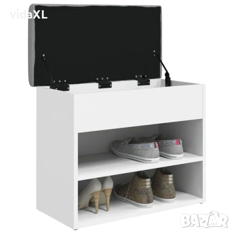 vidaXL Пейка за обувки, бяла, 62x32x50 см, инженерно дърво(SKU:835096), снимка 2 - Други - 53337222