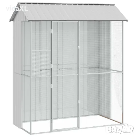 vidaXL Клетка за птици Сив 215 x 110 x 247 см Галванизирана стомана