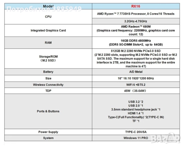ACEMAGIC FHD Gaming CPU-7735HS 16GB/512GB, снимка 7 - Лаптопи за игри - 52622475