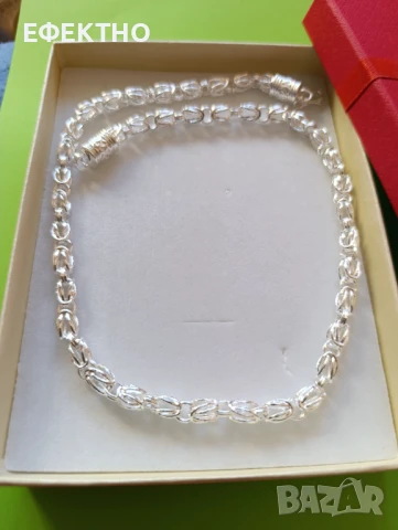 Чисто нов, масивен и дълъг сребърен ланец, снимка 2 - Колиета, медальони, синджири - 50952992