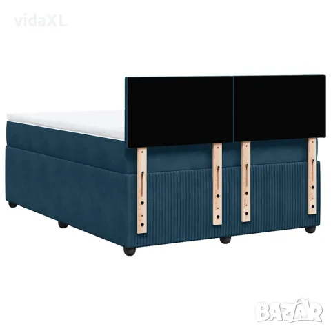 vidaXL Боксспринг легло с матрак, синя, 140x190 см, кадифе, снимка 8 - Спални и легла - 56146916