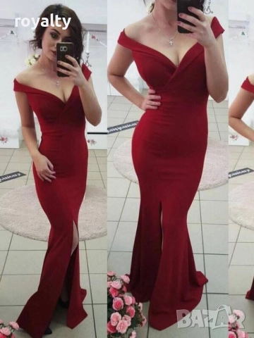Дълга елегантна рокля в бордо