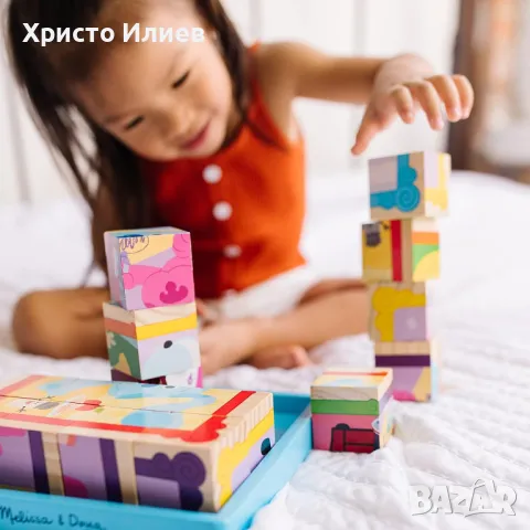 Пъзел с кубчета Дървени кубчета Загадките на Блу Melissa and Doug, снимка 9 - Игри и пъзели - 49175483