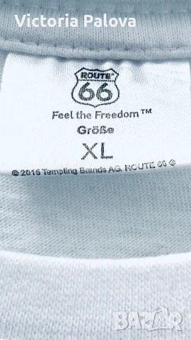 Бяла тениска ROUTE 66  памук, снимка 5 - Тениски - 50968371