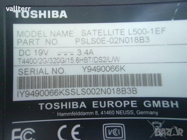 латтоп тошиба satellite L500-1EF, снимка 5 - Лаптопи за дома - 39852766