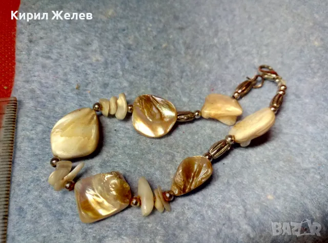 ГРЪНЧ АРТ СТИЛ СРЕБРИСТА СЕДЕФЕНА ГРИВНА ХЕНД МЕЙД УКРАШЕНИЕ КРАЛСКИ СЕДЕФ 47414, снимка 8 - Гривни - 47336497