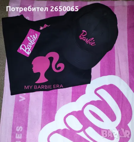 Комплект Barbie - плажна хавлия, тениска и шапка!, снимка 2 - Тениски - 50414898