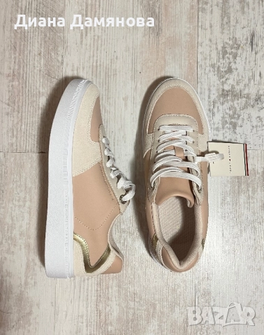 TOMMY HILFIGER LEATHER COURT SNEAKER ROSE, снимка 3 - Кецове - 52529614
