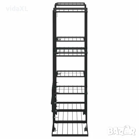 vidaXL Стойка за цветя на колела 94,5x24,5x91,5 см черна желязо, снимка 6 - Саксии и кашпи - 56147166
