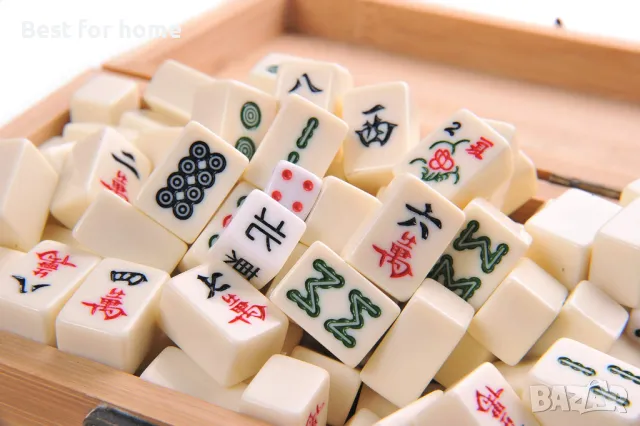 Луксозна игра Mahjong/ Маджонг в дървена кутия, снимка 5 - Образователни игри - 49418493