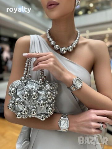 Дамска чанта - сребриста, снимка 4 - Чанти - 53282514