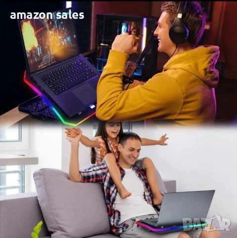 MOOJAY C50 Охлаждаща подложка за лаптоп,10 режима RGB осветление,8 вентилатора, снимка 6 - Лаптоп аксесоари - 54238533