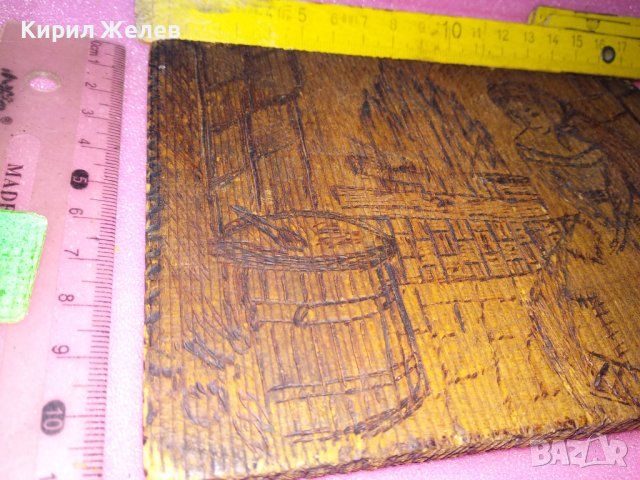 СТАРА ДВУСТРАННО ПИРОГРАФИРАНА ПРИКАЗНА РИСУНКА ХЕНЗЕЛ и ГРЕТЕЛ / ПЕПЕЛЯШКА ДЪРВЕНО АРТ ПАНО 42828, снимка 11 - Картини - 44220585