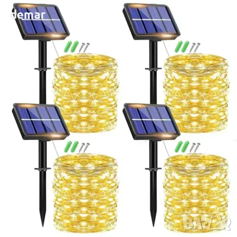 Govee Solar String Lights Outdoor – 4 комплекта, 15 м, 150 топло бели LED, водоустойчиви, 8 режима, снимка 2 - Соларни лампи - 55849730