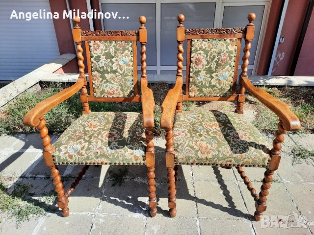 кресла, столове от дъбов масив с дърворезба , снимка 2 - Столове - 42406727
