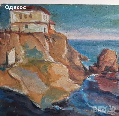 Георги Велчев,Стара маслена картина,Созопол 1936г, снимка 4 - Антикварни и старинни предмети - 49034483