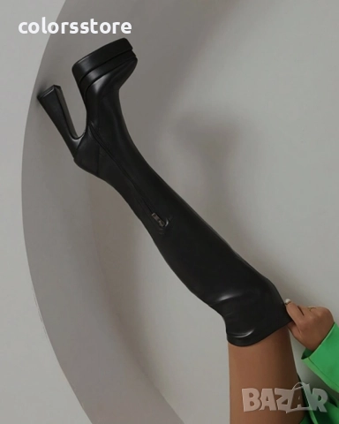 Чизми на ток - черна кожа - YSV2