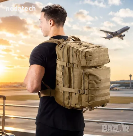 Пътническа раница Army каки 29x14x47см, снимка 3 - Раници - 55978704