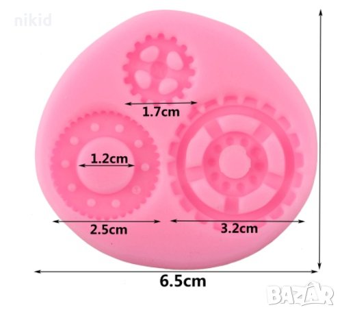 3 Зъбни колела зъбчатки малки силиконов молд форма за фондан шоколад декор торта украса, снимка 2 - Форми - 32175552
