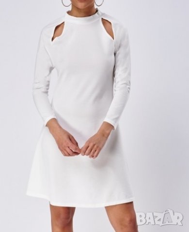 Бяла рокля - нежна, еластична, плътна, снимка 1 - Рокли - 29284564