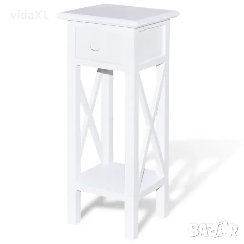 vidaXL Странична маса с чекмедже, бяла