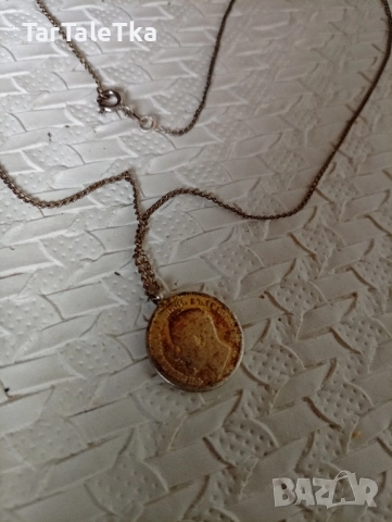 Синджир с монета сребро 50 стотинки 1891, снимка 3 - Колиета, медальони, синджири - 51866027